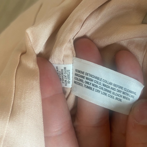 Gap Women Moto Zip Biker Jacket Fur Collar Ivory - Picture 9 of 12